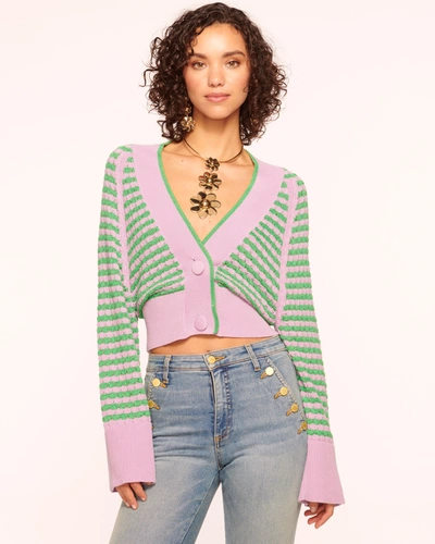 Shop Ramy Brook Kiera Cardigan Sweater In Green Stripe