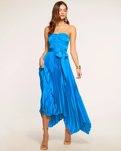 Shop Ramy Brook Fernanda Strapless Midi Dress In Marrakech Blue