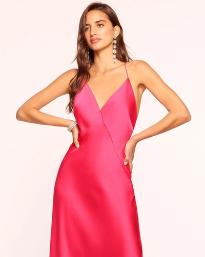Shop Ramy Brook Caspe V-neck Gown In Hot Pink