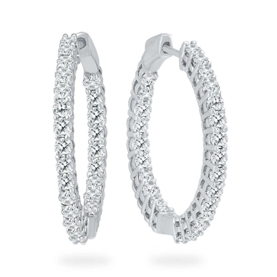 Diana M. 14kt White Gold Diamond In-out Round Hoop Earrings Containing 3.00 Cts Tw In White