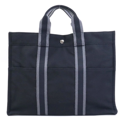 Shop Hermes Canvas Tote Bag () In Black