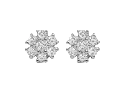 Diana M. 14kt White Gold Diamond Flower Stud Earrings Containing 0.75 Cts Tw In White