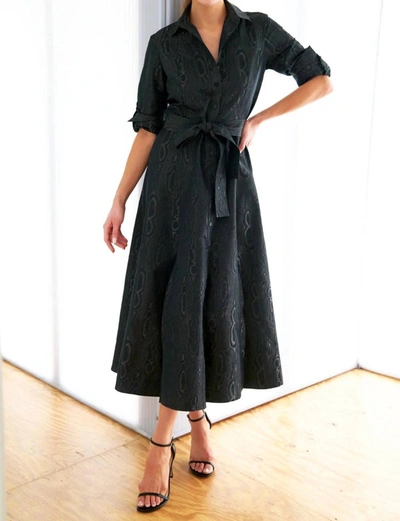 Shop Finley Laine Moire Jacquard Dress In Black