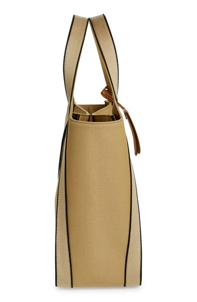 Shop Stella Mccartney Large Embroidered Logo Canvas Tote In Sand
