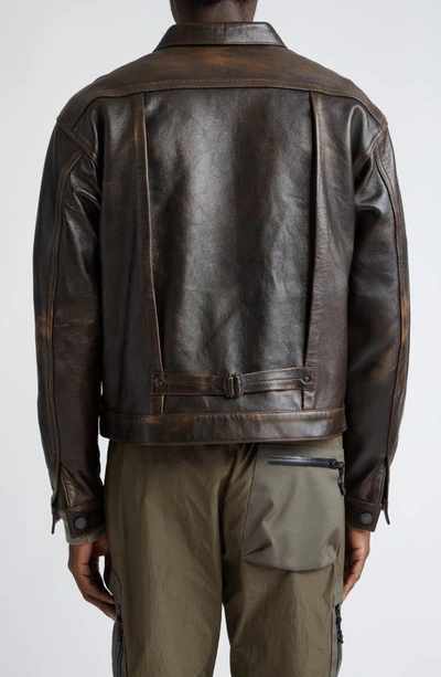 Shop John Elliott Thumper Type Ii Leather Jacket In Tobacco