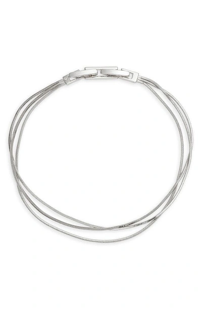 Shop Nordstrom Demi-fine Triple Strand Chain Bracelet In Platinum Plated