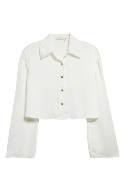 Shop Ramy Brook Skyla Crop Button-up Shirt In Ivory