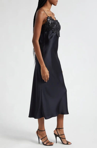 Shop Ramy Brook Elora Floral Appliqué Gown In Black Floral Embellished