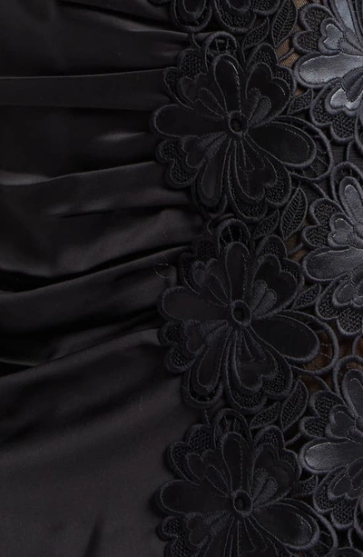 Shop Ramy Brook Dalary Floral Appliqué Strapless Minidress In Black Floral Embellished