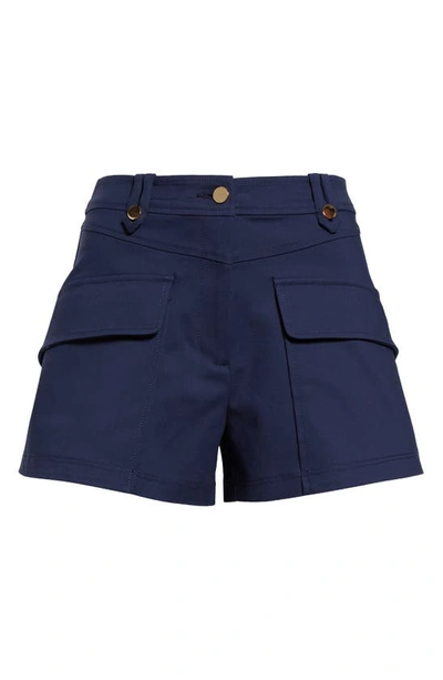 Shop Ramy Brook Cotton Blend Shorts In Spring Navy