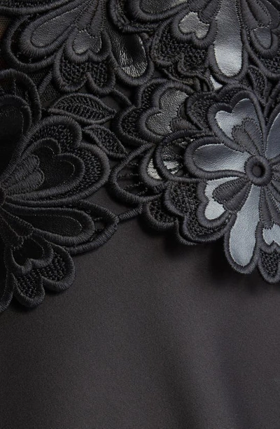 Shop Ramy Brook Mora Floral Lace Bodice Halter Gown In Black Floral Embellished