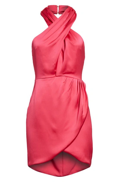Shop Ramy Brook Jona High Neck Satin Dress In Hot Pink