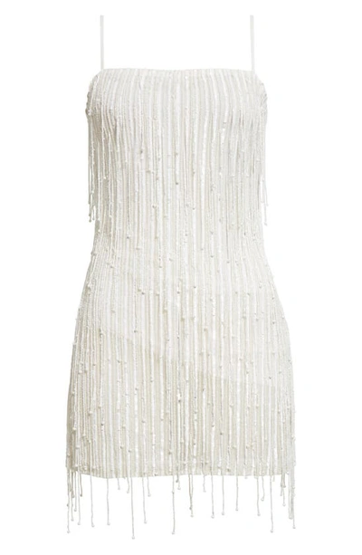 Shop Ramy Brook Elyse Sequin Fringe Minidress In White Beaded Fringe
