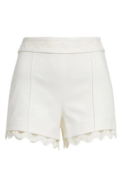 Shop Ramy Brook Scarlette Rickrack Cotton Blend Shorts In Ivory