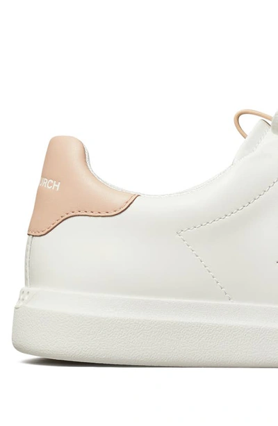 Shop Tory Burch Double T Howell Court Sneaker In Titanium White / Shell Pink