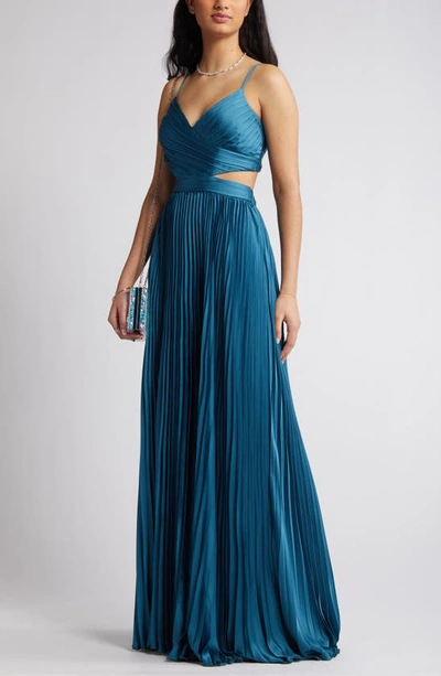 Lulus Got The Glam Pleated Gown In Teal