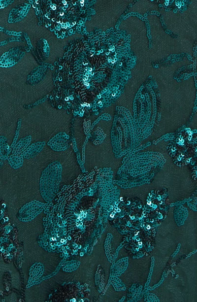 Lulus Shine Language Floral Sequined Lace Gown In Shiny Emerald