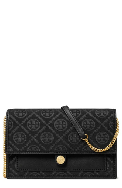 Shop Tory Burch T Monogram Wallet On A Chain In Black