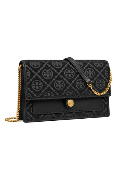 Shop Tory Burch T Monogram Wallet On A Chain In Black