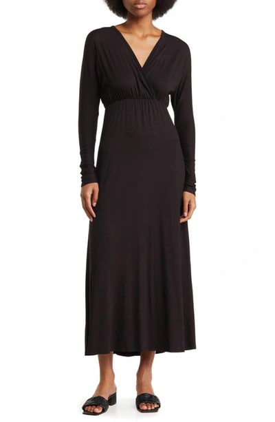 Shop Go Couture Long Sleeve Empire Waist Maxi Dress In Black