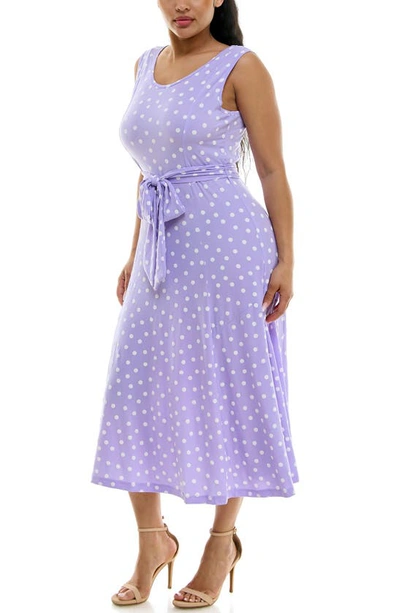 Shop Nina Leonard Crewneck Sleeveless Midi Dress In Lavender