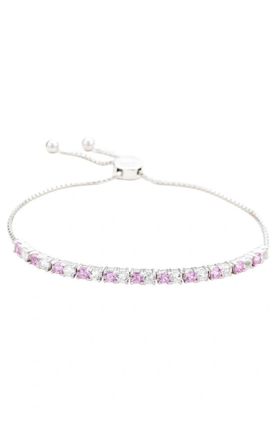 Suzy Levian Sterling Silver Pink Sapphire & Lab Created White Sapphire Slider Bracelet In Pink