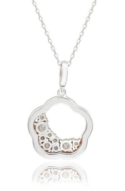 Shop Suzy Levian Sterling Silver Pink Sapphire & Lab Created White Sapphire Flower Pendant Necklace