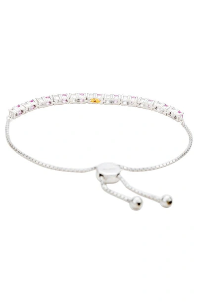 Suzy Levian Sterling Silver Pink Sapphire & Lab Created White Sapphire Slider Bracelet In Pink