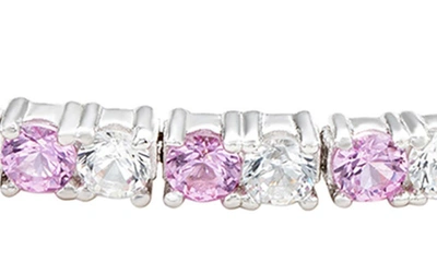 Suzy Levian Sterling Silver Pink Sapphire & Lab Created White Sapphire Slider Bracelet In Pink