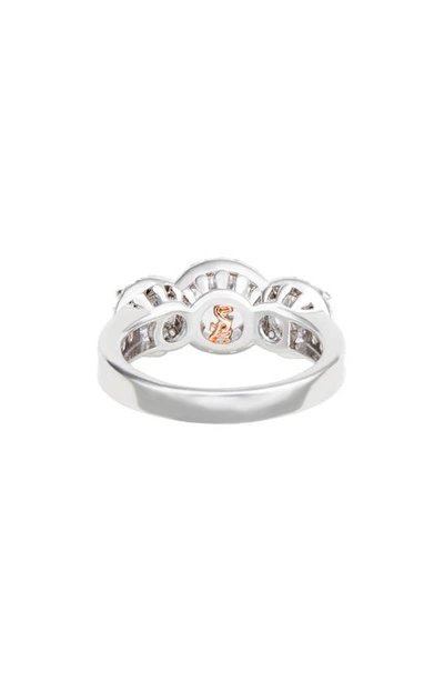 Suzy Levian Sterling Silver Three Stone Cz Ring In White