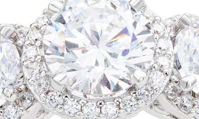 Suzy Levian Sterling Silver Three Stone Cz Ring In White