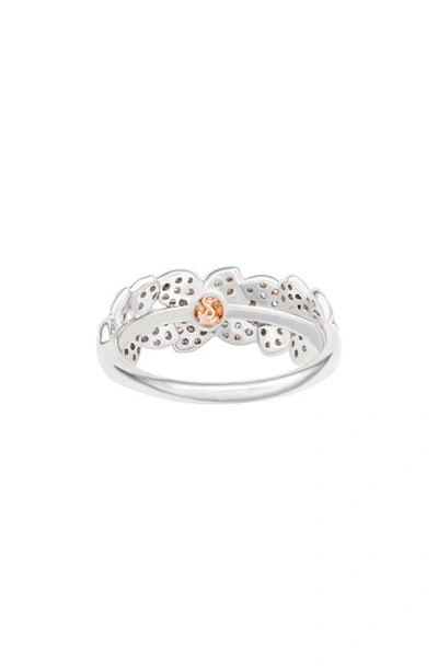 Suzy Levian Sterling Silver Cubic Zirconia Multi Flower Band Ring In White