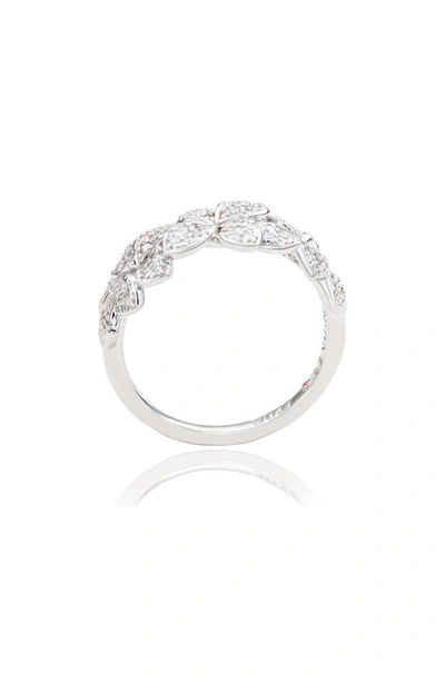 Suzy Levian Sterling Silver Cubic Zirconia Multi Flower Band Ring In White