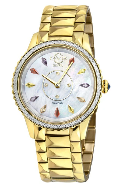 Shop Gv2 Siena Swiss Quartz Diamond Embellished Bracelet Watch In Gold