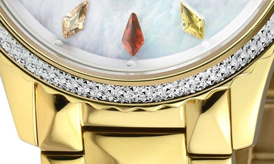 Shop Gv2 Siena Swiss Quartz Diamond Embellished Bracelet Watch In Gold