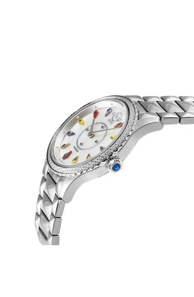 Shop Gv2 Siena Swiss Quartz Diamond Embellished Bracelet Watch In Silver