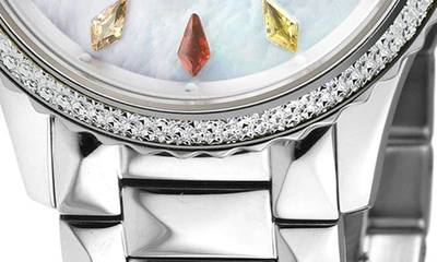 Shop Gv2 Siena Swiss Quartz Diamond Embellished Bracelet Watch In Silver