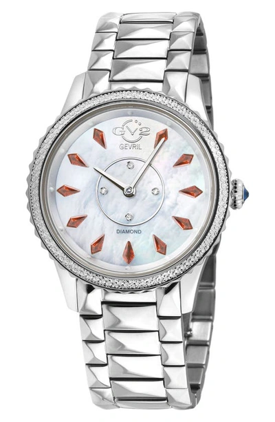 Shop Gv2 Siena Swiss Quartz Diamond Embellished Bracelet Watch In Silver