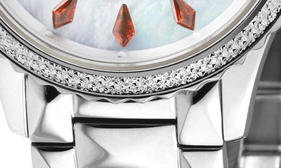 Shop Gv2 Siena Swiss Quartz Diamond Embellished Bracelet Watch In Silver