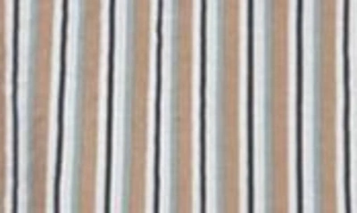 Shop Pleione Stripe Crinkle Long Sleeve Button-up Shirt In Khaki Seafoam Stripe