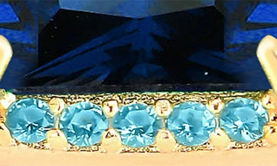 Gabi Rielle Cubic Zirconia Square Halo Adjustable Ring In Gold/turquoise