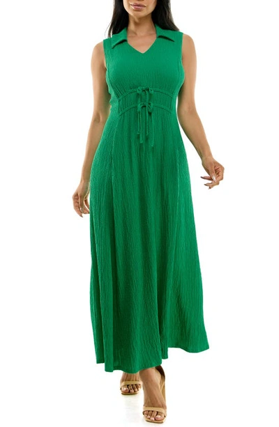 Shop Nina Leonard Collared Maxi Dress In Bright Green