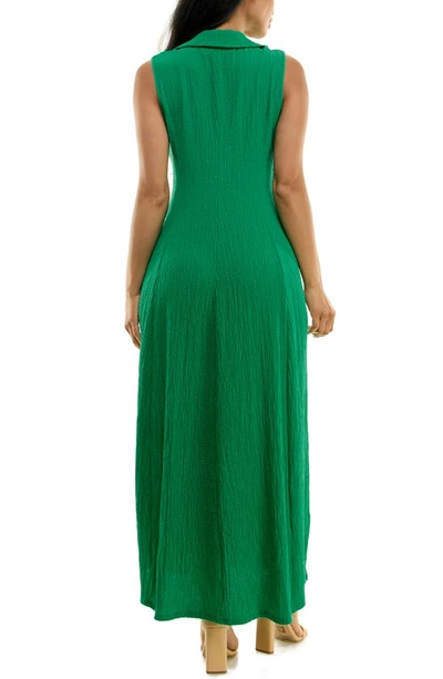 Shop Nina Leonard Collared Maxi Dress In Bright Green