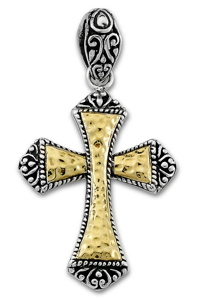 Shop Samuel B. Hammered Cross Pendant In Silver And Gold
