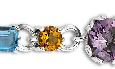 Samuel B. Multi Stone Drop Earrings In Silver/ Purple Multi