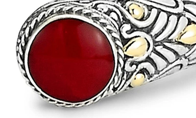Shop Samuel B. Sterling Silver & 18k Gold Semiprecious Stone Bangle Bracelet In Red