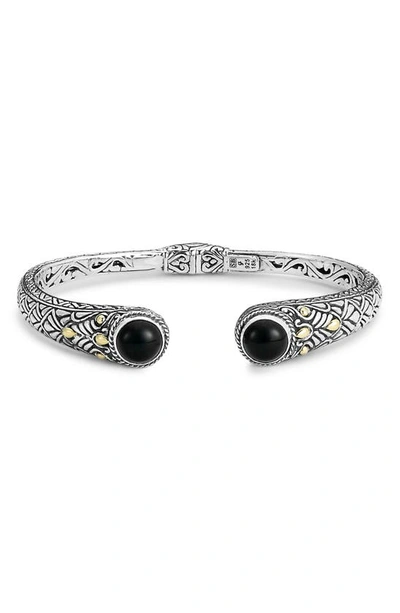 Shop Samuel B. Sterling Silver & 18k Gold Semiprecious Stone Bangle Bracelet In Black