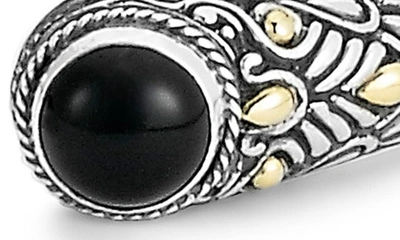 Shop Samuel B. Sterling Silver & 18k Gold Semiprecious Stone Bangle Bracelet In Black