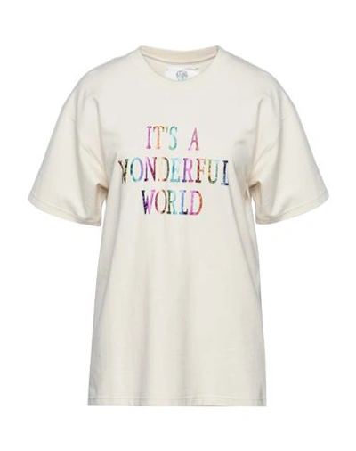 Shop Alberta Ferretti Woman T-shirt Beige Size L Cotton