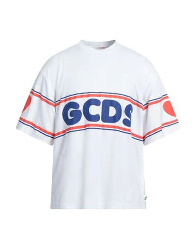 Shop Gcds Man T-shirt White Size L Cotton